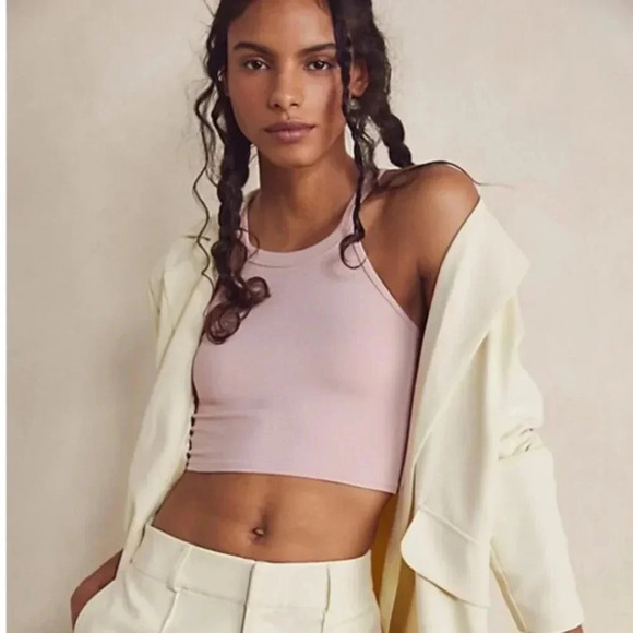 FREE PEOPLE | Women's Soft Pink Bella Seamless Ribbed Tank Top NWOT - Picture 1 of 6